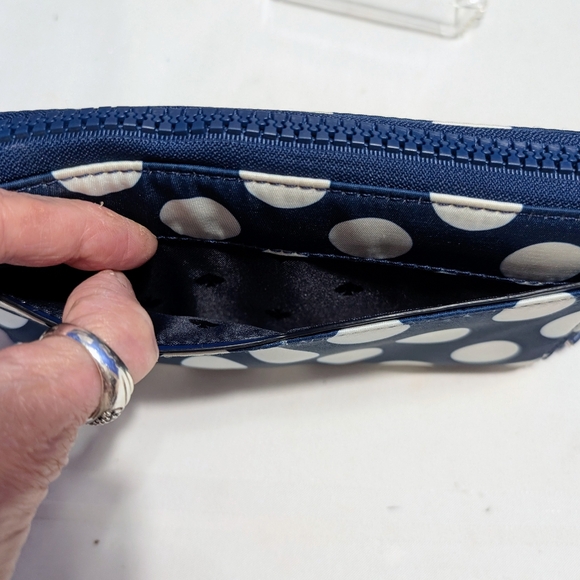 *Kate Spade Joe Large Continental Polka Dot Wallet - Navy And White - Picture 4 of 16